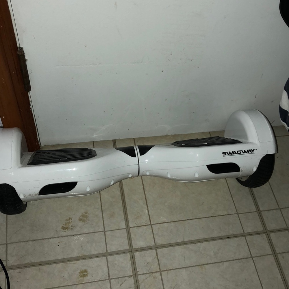 White hover board with charger